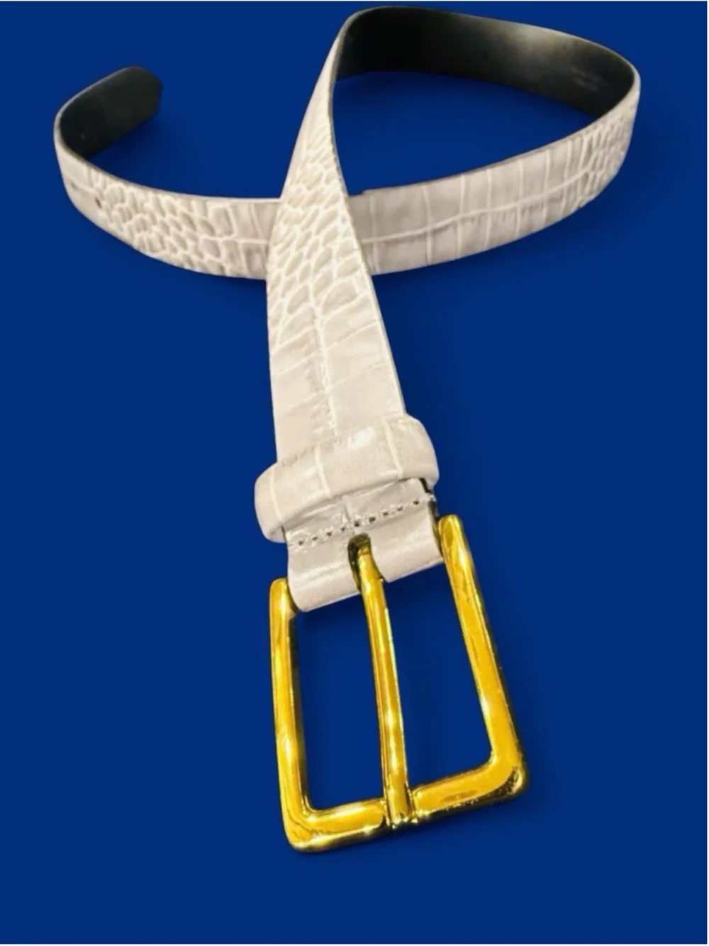 Anderson’s Gray Embossed Calf Leather Belt Made in Italy Solid Brass Size 80